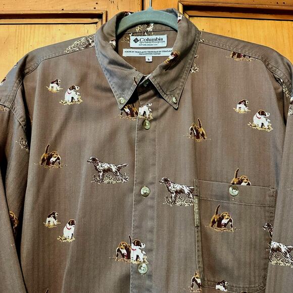 Men's Columbia Long Sleeve Button Down Hunting Dogs Size Large EUC - Picture 6 of 6
